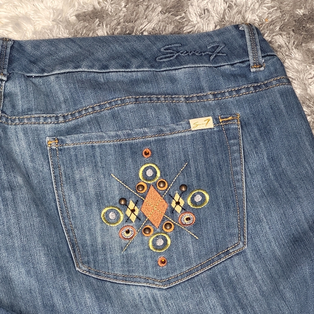 Seven7 Plus Size 24 Luxe Argyle Wide Leg Flare Leg Jeans Academia Preppy Casual